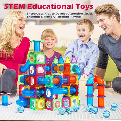 MAGBLOCK Magnetic Tiles 176Pcs Marble Run Children&