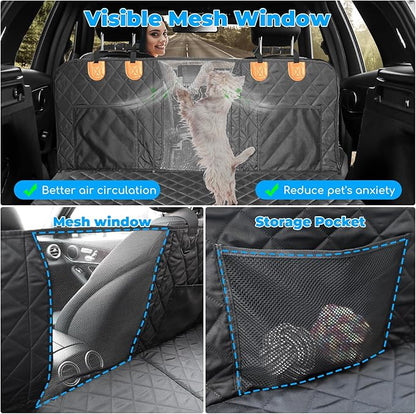 URPOWER Back Seat Extender for Dogs - Hard Bottom Dog Car Seat Cover Holds 400 lbs, Waterproof Dog Hammock Dogs Bed for Cars, SUVs &amp; Small Trucks, Pet Backseat Protector with Mesh Window &amp; Large Space
