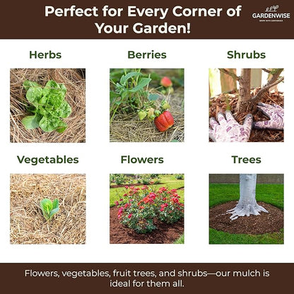 Premium Organic Wood Mulch for Gardens, Landscaping, Potted Plants, and Vegetable Gardens (2 CF - 56 L - 59 QTS)