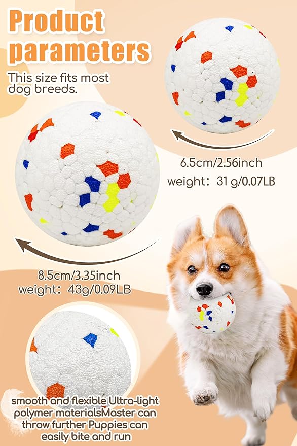 Upgrade Indestructible Dog Tennis Balls, Durable Bouncy Dog Toys for Aggressive Chewers, Teething &amp; Fetch Game (4 White)