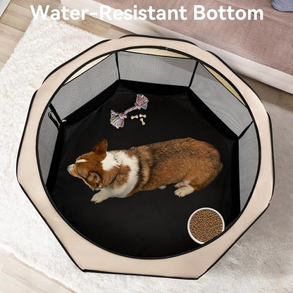 A4Pet Portable Kitten Playpen for Cats, 27" Foldable Pet Playpen for Puppy/Cat/Rabbit/Chick, with Removable Zipper Top &amp; Mesh Panel(11”W × 7.5”H)