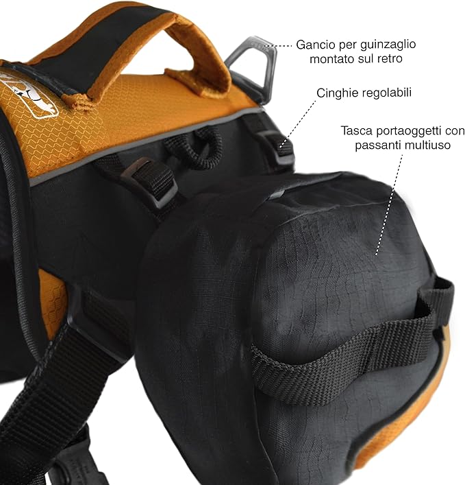 Kurgo Dog Saddlebag Backpack, Back Pack Dog Harness, Hiking Pack for Dogs, Packs for Pets to Wear, Camping &amp; Travel Vest Harness, Reflective, Lightweight, Baxter Pack for Medium &amp; Large Pets