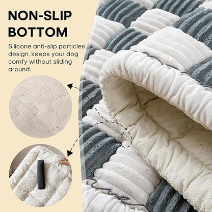 Backseat Pet Bed Mat, Non-Slip Plaid Dog Bed for Car Back Seat, Flannel Backseat Dog Bed, Fit for Backseat Extenders and Trucks SUVs (Bluegrey&amp;White, 24.8x54 inch)