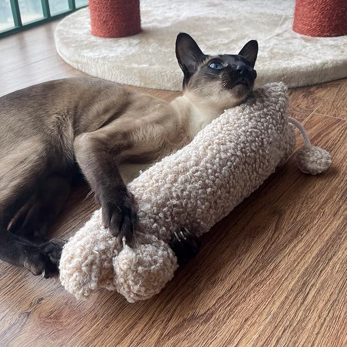 TTcat Catnip Silvervine Matatabi Pillow for Cats &amp; Kittens,Cat Kicker Toy,Large Size Cat Pillow Soothing Plush Cat Toy(Beige).