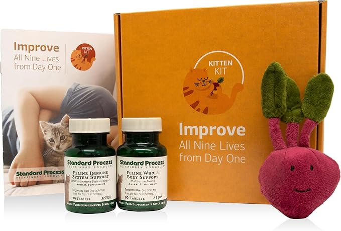 Standard Process Kitten Kit - Overall Health Kit for Feline Whole-Body Support - Feline Immune System Support Supplements - Wellness Supplements to Support Kitten Health &amp; Growth - Includes Catnip Toy