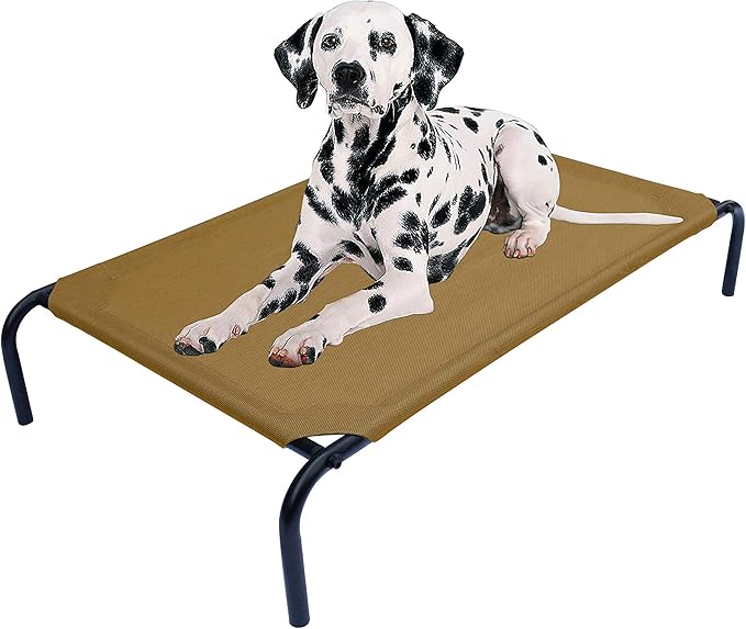 PHYEX Elevated Dog Bed for Medium Dogs, Raised Dog Bed with Breathable Mesh, Dog Cot Bed with Sturdy Steel Frame for Indoor &amp; Outdoor Use, Non Slip, Easy to Clean, 43.5 Inches, Brown