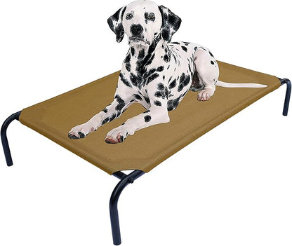 PHYEX Elevated Dog Bed for Medium Dogs, Raised Dog Bed with Breathable Mesh, Dog Cot Bed with Sturdy Steel Frame for Indoor &amp; Outdoor Use, Non Slip, Easy to Clean, 43.5 Inches, Brown