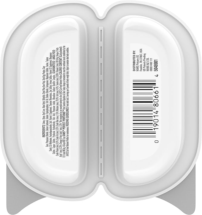 IAMS Perfect Portions Sensitive Digestion &amp; Skin Adult Wet Cat Food Pate, Turkey Recipe, 2.6 oz. Easy Peel Twin-Pack Trays (24 Count, 48 Servings)