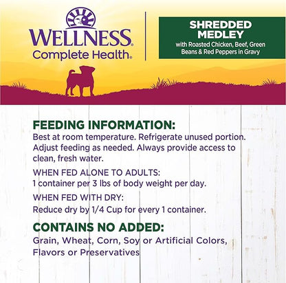 Wellness Petite Entrées Shredded Medley with Roasted Chicken, Beef, Green Beans &amp; Red Peppers, 3-Ounce Cup (Pack of 12)