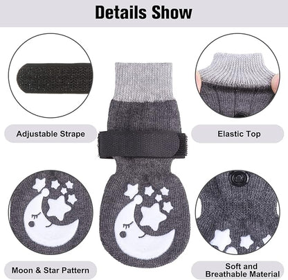 BEAUTYZOO Anti-Slip Dog Socks,Dog Shoes for Hot/Cold Pavement,Paw Protectors with Grips 3 pairs for Puppy Small Medium Large Senior Old Dogs,Dog Socks to Prevent Licking and Hardwood Floor Protection