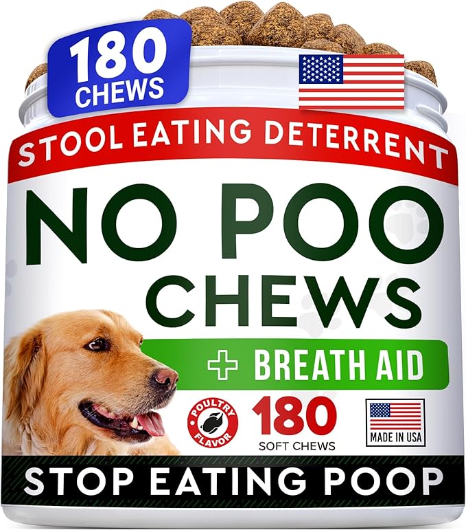 STRELLALAB No Poo Chews for Dogs - Coprophagia Deterrent for Dogs - No Poop Eating - Digestive Enzymes - Gut Health &amp; Immune Support - Stop Eating Poop - (180Ct, Poultry)