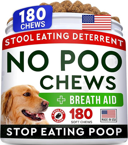 STRELLALAB No Poo Chews for Dogs - Coprophagia Deterrent for Dogs - No Poop Eating - Digestive Enzymes - Gut Health &amp; Immune Support - Stop Eating Poop - (180Ct, Poultry)