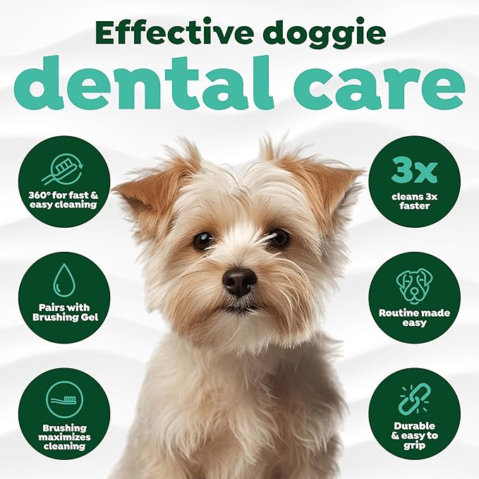 TropiClean Fresh Breath TripleFlex Toothbrush for Small &amp; Medium Dogs | 360-Degree Dog Dental Cleaning | Dog Toothbrush for Small &amp; Medium Breeds