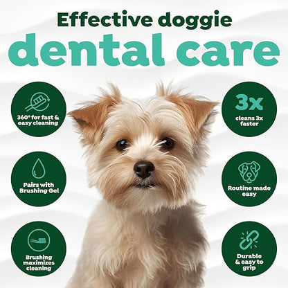 TropiClean Fresh Breath TripleFlex Toothbrush for Small &amp; Medium Dogs | 360-Degree Dog Dental Cleaning | Dog Toothbrush for Small &amp; Medium Breeds