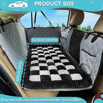 Dog Car Bed Mat, Non-Slip Backseat Extender Pet Blanket, Plaid Dog Bed for SUVs, Sedans &amp; Trucks, Chew-Resistant Travel Pad for Dogs, Easy Clean &amp; Scratch-Proof &amp; Comfort (50"x24.6")