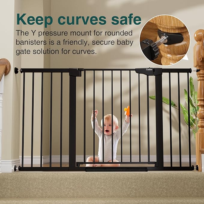 Cumbor 29.7-54.2" Wide Baby Gate for Stairs, Mom&