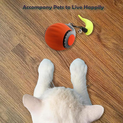Smart Speedy 3.0 Interactive Cat Ball with Auto Obstacle Avoidance - Indoor Kitten Toy for Mental Stimulation &amp; Playtime Fun ，2025 Edition (Orange)