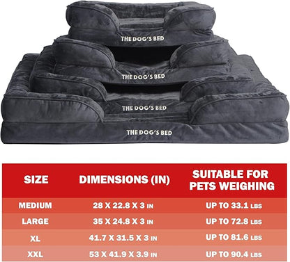 The Dog’s Bed, Orthopedic Standard Foam Waterproof Dog Bed with Standard Support, XXL Grey Plush, Waterproof, Supportive Dog Bed with Replaceable Covers, Veterinary Approved