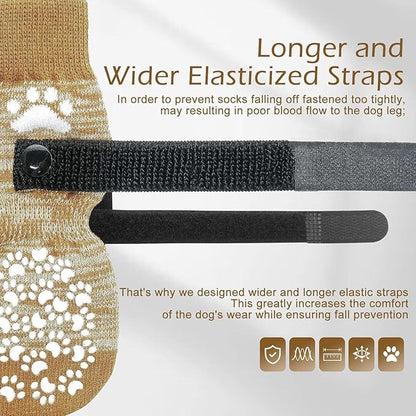 EXPAWLORER Anti Slip Dog Socks to Prevent Licking Paws, Dog Shoes for Hot Pavement, Dog Booties for Small Medium Large Senior Dogs, Traction Control Boots &amp; Paw Protectors for Hardwood Floors