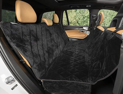 Plush Paws Products Velvet Rear Car Seat Protector w/Hammock | Washable &amp; Waterproof Back Seat Dog Cover for Car, Truck, &amp; SUV | Nonslip, Tear Resistant Pet Seat Cover | X-Large Charcoal