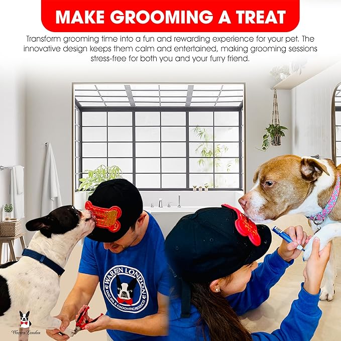 Warren London Hat/Snack Combo - Distract-A-Hat™ Grooming Distraction Tool + 8 oz All-Natural Roasted Peanut Dog Peanut Butter, Xylitol-Free Enrichment &amp; Anxiety-Relief, $42 Value for $34.99