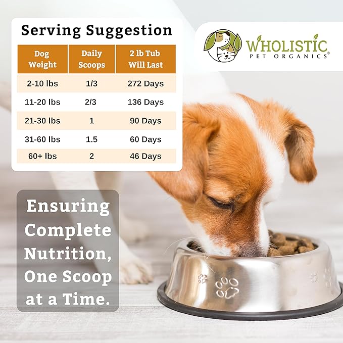 Wholistic Pet Organics Canine Complete - Dog Multivitamin Powder - 2 Lb - Daily Dog Vitamins and Supplements for Homemade Food - Immune System, Skin, Coat &amp; Overall Health - Small and Large Breed
