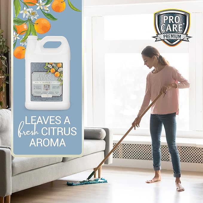 ProCare Floor Cleaner (Made in USA) | Tile, Stone, Laminate, Vinyl &amp; Natural Wood Floor Cleaner for Mopping, Household Supplies, Cleaning Solution with Citrus Aroma - 1 Gal (128 Fl Oz)