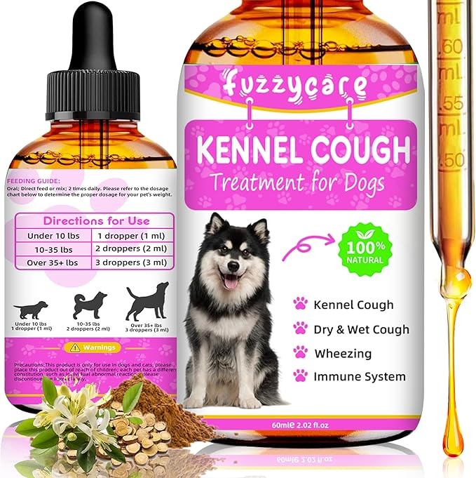 Dog Cough Treatment，Effective Kennel Cough Medicine for Dogs &amp; Cats, Natural Kennel Cough Treatment and Allergy Relief, Herbal Drops for All Breeds &amp; Sizes, Soothing Dog Cough Medicine