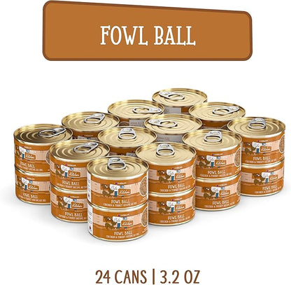 Weruva Cats in The Kitchen, Fowl Ball with Chicken &amp; Turkey Au Jus Cat Food, 3.2oz Can (Pack of 24)