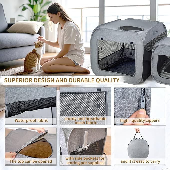 Portable Large Cat Playpen for Outdoor &amp; Indoor Cats Cage, Large Foldable Cat Tent, Fit Puppy, Dogs, Pets