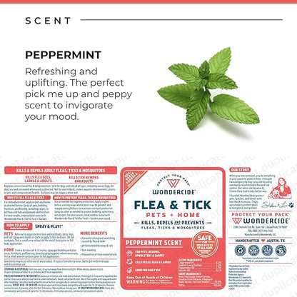 Wondercide - Flea, Tick &amp; Mosquito Spray for Dogs, Cats, and Home - Flea and Tick Killer, Control, Prevention, Treatment - with Natural Essential Oils - Pet and Family Safe - Peppermint 32 oz