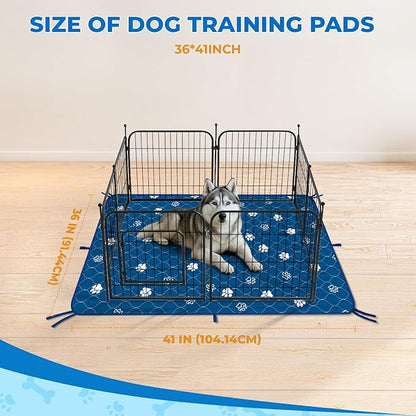 Fostanfly Washable Pee Pads for Dogs, 2 Pack Large 36"x41" Ultra-Absorbent and Leak-Proof Non-Slip Reusable Potty Training Pads for Dogs, Puppy &amp; Cats of Add 8 Lanyards-Blue