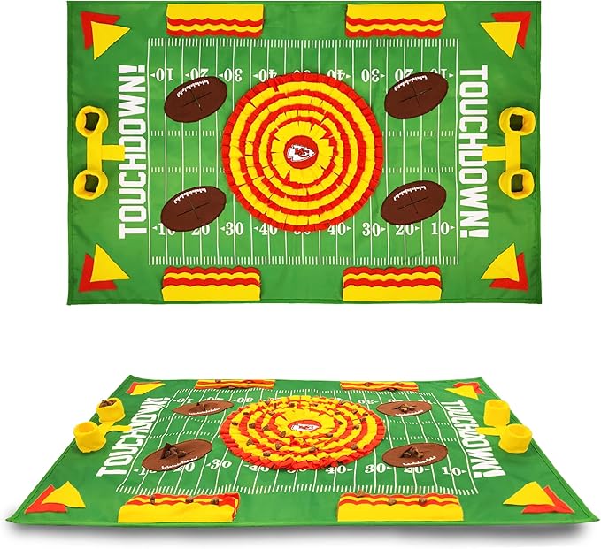 NFL Kansas City Chiefs Dog Snuffle Mat – Interactive Pet Slow Feeder, Football Field Design Food Puzzle Toy for Dogs &amp; Cats, Foraging Activity Mat for Smarter Feeding