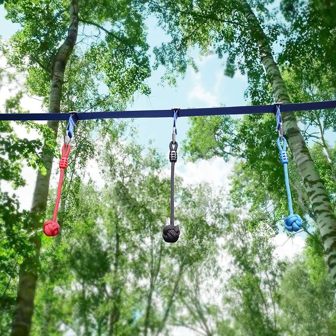 Rainbow Craft 3-Pack Ninja Fist Holds for Warrior Obstacle Course - Slackline &amp; Monkey Bar Accessories, Kids Backyard Ninja Training Equipment