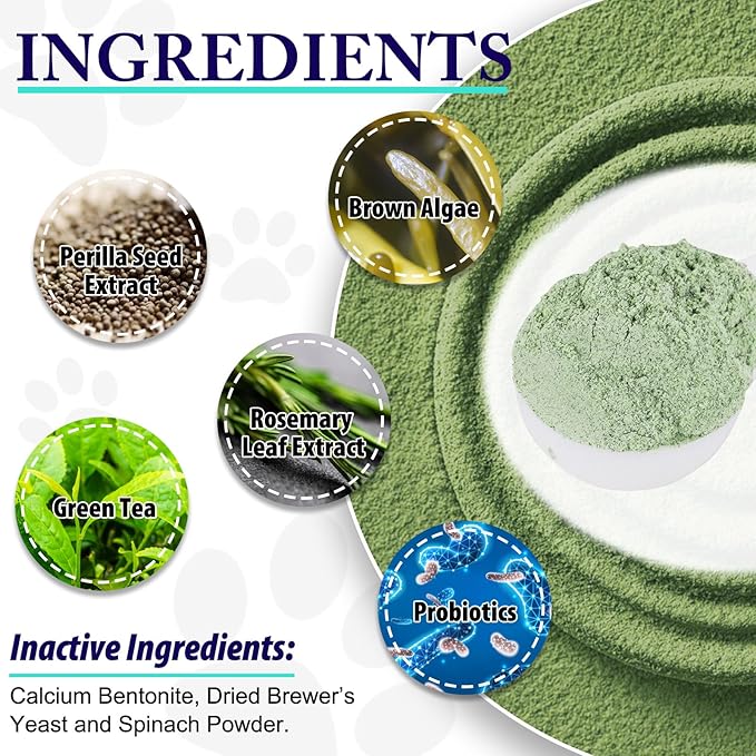 Dog Teeth Cleaning Powder - Dog Dental Powder - Plaque Off Pet Tooth Cleaning lab co - Targets Tartar &amp; Reduces Plaque &amp; Bad Breath - Teeth Cleaning Made Easy