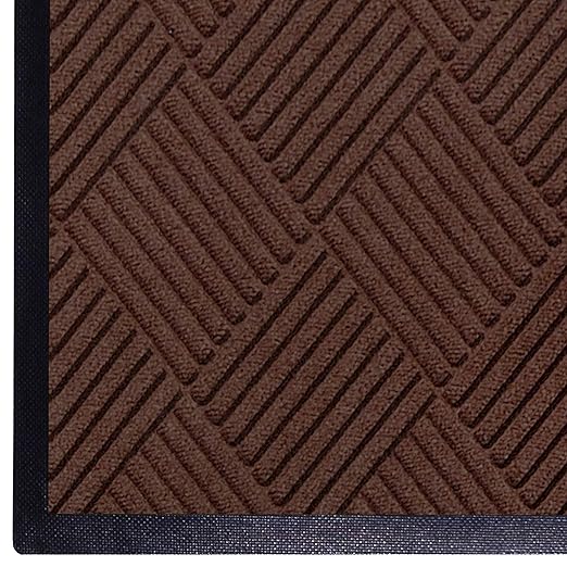 M+A Matting WaterHog Diamond | Commercial-Grade Entrance Mat with Rubber Border – Indoor/Outdoor, Quick Drying, Stain Resistant Door Mat (Dark Brown, 3&