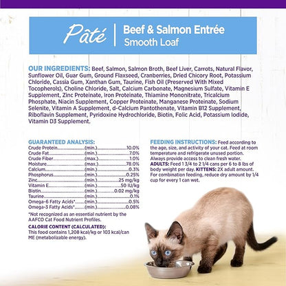 Wellness Complete Health Pate Adult Wet Cat Food, Natural, Protein-Rich, Grain Free, 3 Ounce, 24 Pack, (Beef &amp; Salmon)