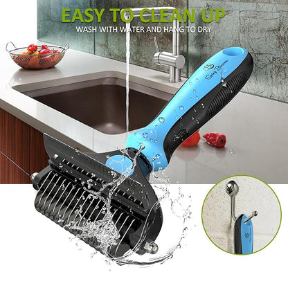 Spring Blossoms-2 in 1 Professional Grooming Rake for Cats &amp; Dogs-Dematting Comb for Easy Mats &amp; Tangles Removing,Pet Brush Safe No More Nasty Shedding and Flying Hair (Blue)