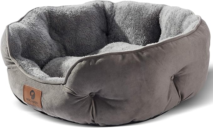 Asvin Large Dog Bed for Large Dogs, Cat Beds for Indoor Cats, Pet Bed for Puppy and Kitty, Extra Soft &amp; Machine Washable with Anti-Slip &amp; Water-Resistant Oxford Bottom, Grey, 35 inches