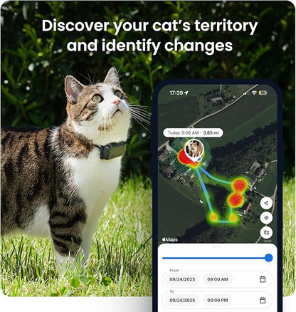 Tractive Smart Cat GPS Tracker | Real-Time Location &amp; Wellness Monitoring for Cats 6.5 lbs+ | Territory &amp; Location History | Up to 5-Day Battery | Breakaway Collar Included (Brown)