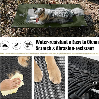 ONETIGRIS Elevated Dog Bed, Outdoor Dog Cod Large Raised Dogs Bed with Chew Proof Mesh, No-Slip Portable Dogs Cot Bed for Indoor &amp; Outdoor Portable (Green, Large)