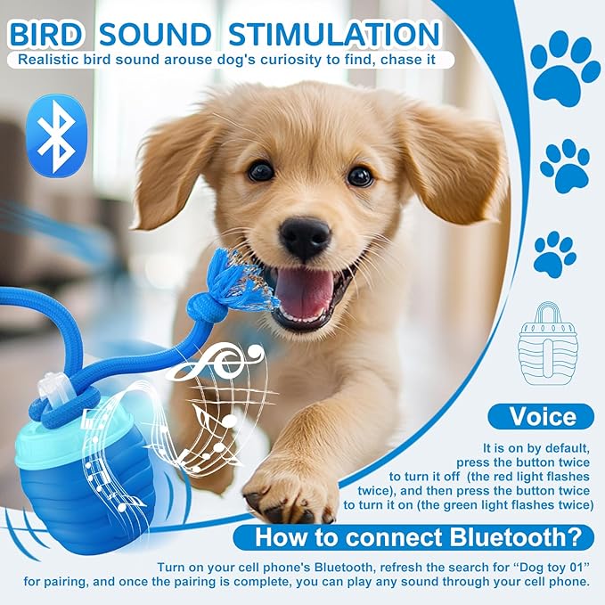 Interactive Dog Toys - [2025 Newly Upgraded] Motion Activated Ball for Small/Medium/Large Dogs, Automatic Moving Dog Toy Wicked Ball for Boredom &amp; Training, Music, USB Rechargeable (Blue)