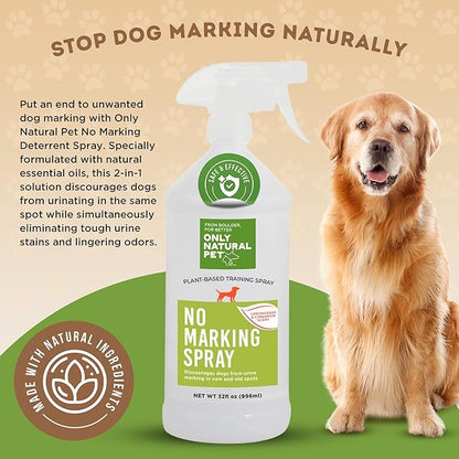 ONLY NATURAL PET No Marking Deterrent Spray for Dogs – Indoor Outdoor Urine Prevention - Stain &amp; Odor Eliminator - Potty Pet Training Aid to Deter Peeing or Marking Carpet or Furniture – 32 Fl Oz