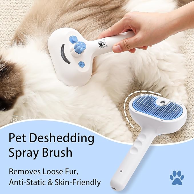 Cat Steam Brush for Shedding,3 In 1 Steam Brush for Dogs &amp; Cats,Spray Hair Removal Comb,Includes Waterless Shampoo,Suitable for Long-haired and Short-haired Pets