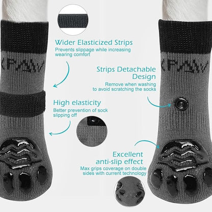 EXPAWLORER Anti Slip Dog Socks to Prevent Licking Paws, Dog Shoes for Hot Pavement, Dog Booties for Small Medium Large Senior Dogs, Traction Control Boots &amp; Paw Protectors for Hardwood Floors