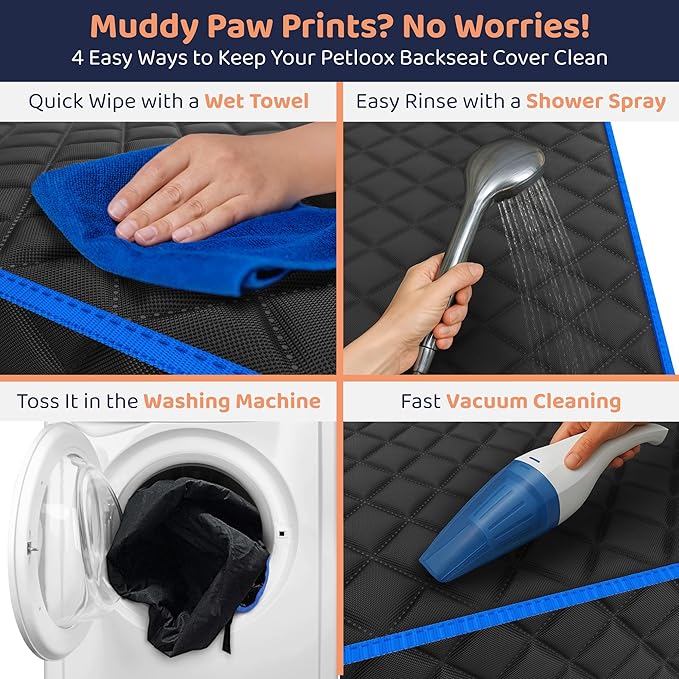 Dog Car Seat Cover for Back Seat, Waterproof Hammock for Car, SUV &amp; Truck, Non-Slip Backseat Cover for Dogs, Heavy-Duty Dog Hammock Style Seat Protector Pets, Easy to Install &amp; Clean