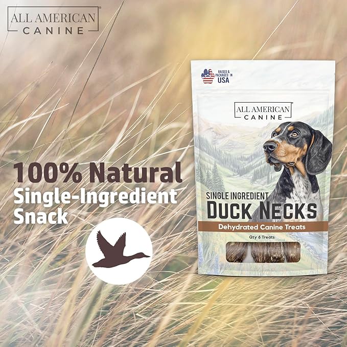 6 Natural Duck Neck Dog Treats – Single Ingredient, Dehydrated &amp; Chewy – Low-Fat, High-Protein Training Reward – Made in USA