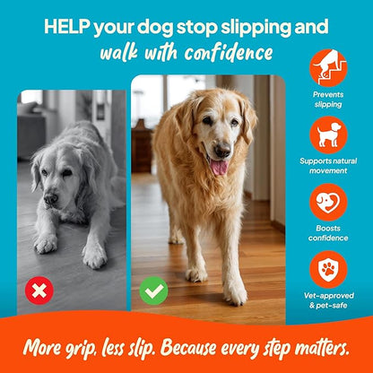 Anti-Slip Paw Grips – Non-Slip Dog Paw Traction Pads for Senior &amp; Injured Dogs, Prevents Slipping on Hardwood &amp; Tile Floors, Strong Adhesive, 24 Pcs (Sizes S-XXL)