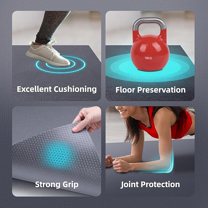 Large Exercise Mat for Home Workout,12‘x6’/10&