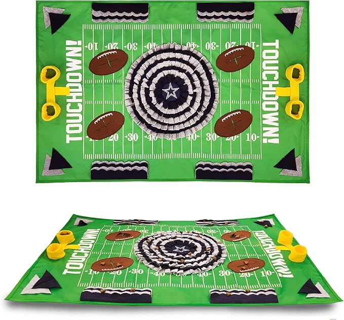 NFL Dallas Cowboys Dog Snuffle Mat – Interactive Pet Slow Feeder, Football Field Design Food Puzzle Toy for Dogs &amp; Cats, Foraging Activity Mat for Smarter Feeding
